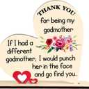 Yulejo 2 Pcs Godmother Gifts from Godchild Mothers Day Gifts Thank You for Being My Godmother Present Wooden Heart Keepsake Inspirational Idea for Birthday Mother's Day God Mom Xmas