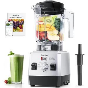 Aeitto Blenders for Kitchen with 68Oz. Jar, 1800W Max Power Smoothie Blender, 3 Preset Programs & 7 Speeds, Professional Countertop Blender for Smoothies, Ice Crush, Frozen Drinks, Silver