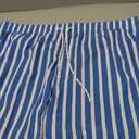 SILKWORLD Quick Dry Mens Swimsuit Trunks with Compression Liner High-end Striped Swim Shorts 5 inch Bathing Suits with Zipper Pockets, Blue&White Vertical Stripes, XX-Large