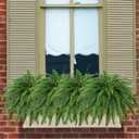 Dkaltm Artificial Boston Fern Bush- Set of 2 Large Artificial Ferns for Outdoors, 45Inch Large Faux Ferns, Suitable for Office & Living Room Decor, 55Branches for Each Bouquet