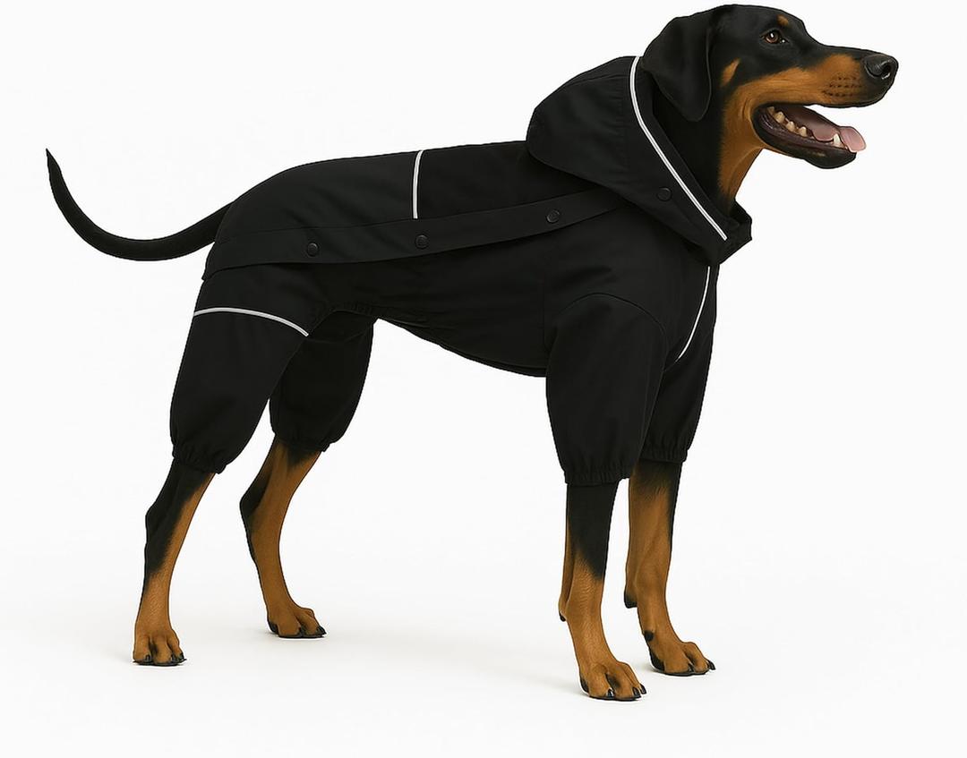 LOVELONGLONG Waterproof Dog Raincoat with Removable Hood  Outdoor Full Body Dog Jacket, Windproof Snowproof Shell Suit  All Season Pet Rain Gear Black 3XL (3XL (Back 22"))