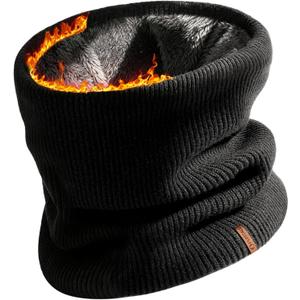 FURTALK Winter Neck Warmer Men Ski Neck Gaiter Scarf For Men Women Thick Warm Fleece Windproof Scarves (Black)