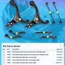 8Pcs Front Suspension Kit Compatible with 2011-2014 Hyundai Sonata 2.4L (Without Sport Suspension), Lower Control Arms w/Ball Joints, Sway Bar Links, Inner & Outer Tie Rod Ends
