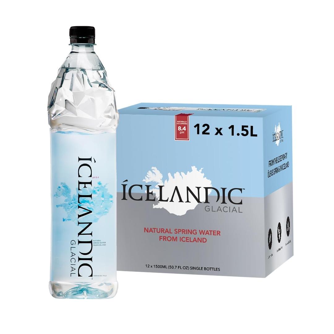 Icelandic Glacial Natural Spring Alkaline Water, 50.7 Fl Oz (Pack of 12), Best Before 20 June 2026 