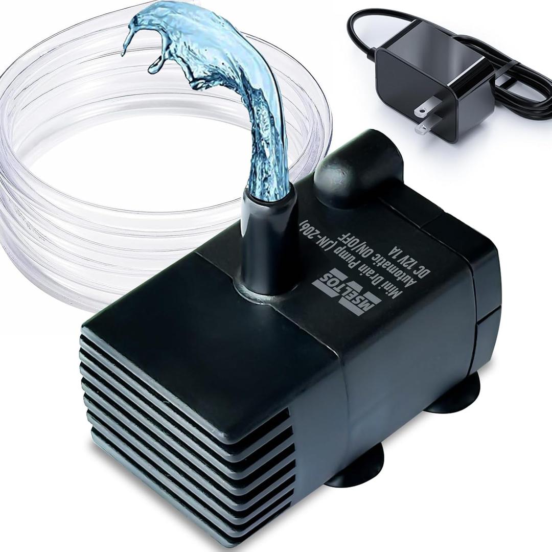 Automatic Small Sump Pump with Water Sensor, 8 FT Lift 70 GPH 115V/230V Mini Condensate Pump with Float Switch, Water Removal for Dehumidifier, Air Conditioner, Ice Maker, Basement, Auto On Off (Black)