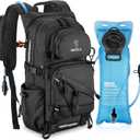 NOOLA Hydration Backpack with 3L Water Bladder - 25L Water Backpack for Hiking, Cycling, Running, Biking - Lightweight Hiking Pack Bag with Rain Cover, Phone Holder and Trekking Pole Holders, Black