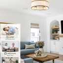 Boho Ceiling Fan with Light Flush Mount, 20" Brown Caged Ceiling Fan with Lights Remote Control, Bladeless Ceiling Fans 6 Speeds for Bedroom, Living Room, Nursery