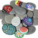 Simetufy 25 Pcs River Rocks for Painting, 2"-3" Painting Rocks, Flat & Smooth Rocks to Paint, Hand Picked Natural Stones for Painting, Cheap Crafts Rocks for Kids & Adults
