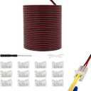 HAMRVL 10mm COB LED Strip Light Connectors Strip to Wire Solderless Transparent Track Lighting kit Adapter Connection, with 6M/19.68ft Led Wire Extension Cable for 5050 Led Tape 12/24V (2 Pin, 10mm)