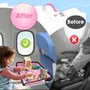 Kids Tray Table Cover, Airplane Tray Cover with Pockets, Airplane Travel Essentials for Kids, Portable Airplane Must Haves for Toddler on Plane or Train and Flying Supplies (Pink)