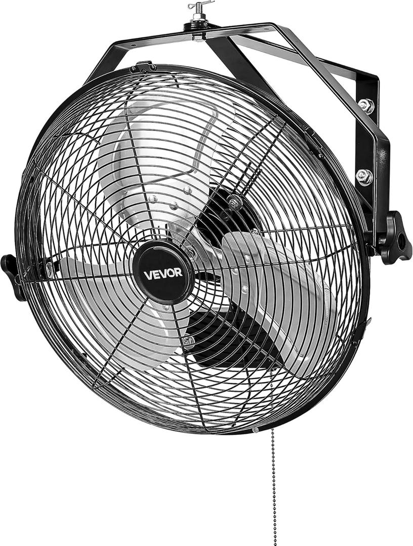 VEVOR 14 Inch Industrial Wall Mount Fan, High Velocity 2473 CFM Outdoor Fan with 3 Speeds, Waterproof IP44 Garage Wall with Aluminum Blades for Workshop, Warehouse, Greenhouse