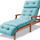 Waterproof Long Lounger Chair Cushion Outdoor Chaise Lounge Chair Cushionswith Ties, Patio Recliner Thickened Lounge Chair Cushions for Indoor 74.4 x 22 x 4.7 Inches, Cushion Only(Lake Blue)