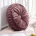 Drydiet 1 Pcs Round Throw Velvet Pillows Decorative Pleated Throw Pillows Diameter Accent Pumpkin Boho Chair Cushion for Couch Sofa Home Decoration (Dusty Rose,15'')