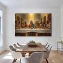 SIXWOOD The Last Supper Da Vinci Inspired Jesus and Apostles Canvas Wall Art Painting, Faith Christian Picture Wall Decor for Living Room Dining Room, 24x16in Framed Ready to Hang Vintage Art Print
