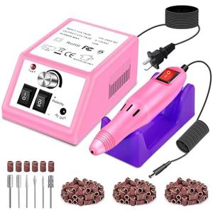 LAVAED Professional Nail Drill Electric Nail File Kit, Nail Filer Electric with 156pcs Sanding Bands and Nail Dril Bits for Acrylic, Gel Nail Manicure and Pedicure, Pink