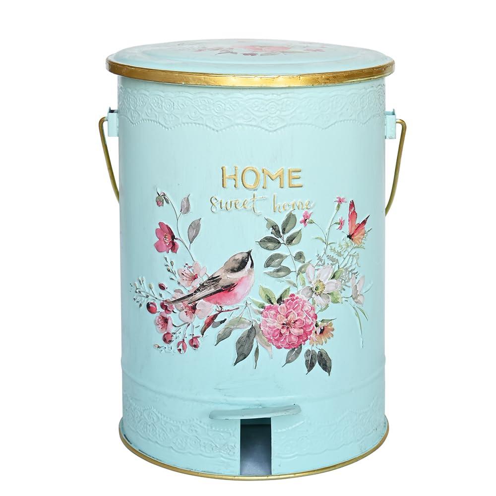 Outdoor Dog Poop Trash Can with Lid-8L/2.1Gal,Commercial Outdoor Retro Metal Garbage Can with Foot Pedal,Removable Inner Bin Perfect for Shopping Mall,Office,Pets Park,Backyard(Green)