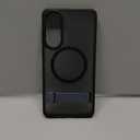 for Samsung Galaxy S25 Edge Case, Compatible with MagSafe & Built-in Stand, Military Grade Drop Tested Matte Rugged Shockproof Translucent Phone Cover Case for S25 Edge 6.7" 2025, Black