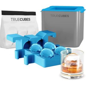 True Cubes Crystal Clear Ice Cube Maker, 4 Large 2"x2"x2" Ice Cubes for Cocktails and Drinks, Silicone Mold for Pure, Bartender-Quality Ice - Great for Hosting and Entertaining, Whiskey Gifts for Men
