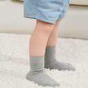 ZAPLES Baby Non Slip Grip Crew Socks with Anti Skid Soles for Infants Toddlers Kids Boys Girls, Gray, 8-10 Years