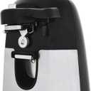 Amazon Basics 3-In-1 Electric Can Opener, Bottle Opener and Knife Sharpener with Stainless Steel Blade, Magnetic Lid Holder, Safe, Easy to Use, Powerful, Sleek Design, 50W, Black