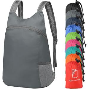 SUIKIHUM 20L Ultra Hiking Daypack Lightweight Foldable Travel Packable Backpack for Camping Cycling Outdoor, grey