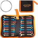 Small Combination Wrench Sets Metric and Standard 20 PCS 4-11mm & 5/32" to 7/16" Color Plated Open and Box End Mini Wrenches with Key Ring Ignition Wrench Set with Zipper Bag