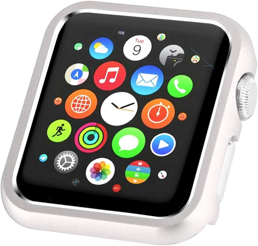 Compatible with Apple Watch Case 44mm 40mm Series 6 5 4 SE, Metal Bumper Protective Cover Aluminum Alloy Frame Bling Shiny Shockproof Protector Shell Compatible iWatch (Matte Silver, 40mm)