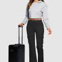 G Gradual Women's 6 Pockets High Waist Yoga Pants Stretch Cargo Flare Leggings for Fitness, Travel, Casual Wear (Black, XL)