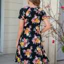 Womens Nursing Dresses Breastfeeding Short Sleeve Drawstring Maternity Nursing Dress with Pockets (Medium,Black Camellia)
