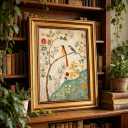 Gold Framed Vintage Floral Bird Canvas Wall Art Boho Plant Flower Sparrow Painting Decor Pictures Beige Medieval Nature Aesthetic Bedroom Living Posters Prints for Corridor Kitchen Room Decoration