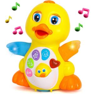 Yiosion Musical Flapping Yellow Duck Interactive Action Educational Learning Walking Light Up Dancing Toy for 1 Year Old Baby Toddler Infant