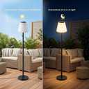 Outdoor Floor Lamp Solar/USB Charging Waterproof Cordless Rechargeable Patio Lamp with Light Sensor, Dimmable Warm White+RGB LED Ambient Light for Yard Garden