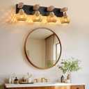 LmnLvn Farmhouse Bathroom Light Fixture, 4-Light Boho Vanity Light, Bamboo Bathroom Light Fixture Over Mirror Rustic Vanity Lighting with Handmade Bamboo Shades, Suit for Restroom, Bedroom, Hallway