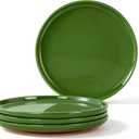 GZG Ceramic Dinner Salad Plates Set of 4, 8 Inch Speckled Dinnerware Dessert Plates with Clay-Tone Base, Microwave Oven Dishwasher Safe (Verdant Green)