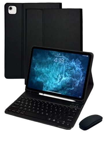 LICIUER for iPad Air 11 inch 5th and 4th Generation Case with Keyboard and Mouse, 7 Color-Changing Keys Board Folio Cover with Pencil Holder Teclado for Air M3 Gen 5 2025 and M2 Gen 4 2022 (Black)