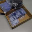 Marspark 100 Sets Clear Name Tags with Lanyard, Lanyards for ID Badges Reusable Strap with ID Holder Plastic Name Badges for Adults Business School Church Conference (Black,Blue)