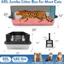 Stainless Steel Litter Box with Lid, XXXL Metal Litter Boxes for Big Cats and Kitten, Three Extra Large High Sided Littter Box,Odorless,Non-Stick,Easy Cleaning,Scoops Included (1, XXXL)