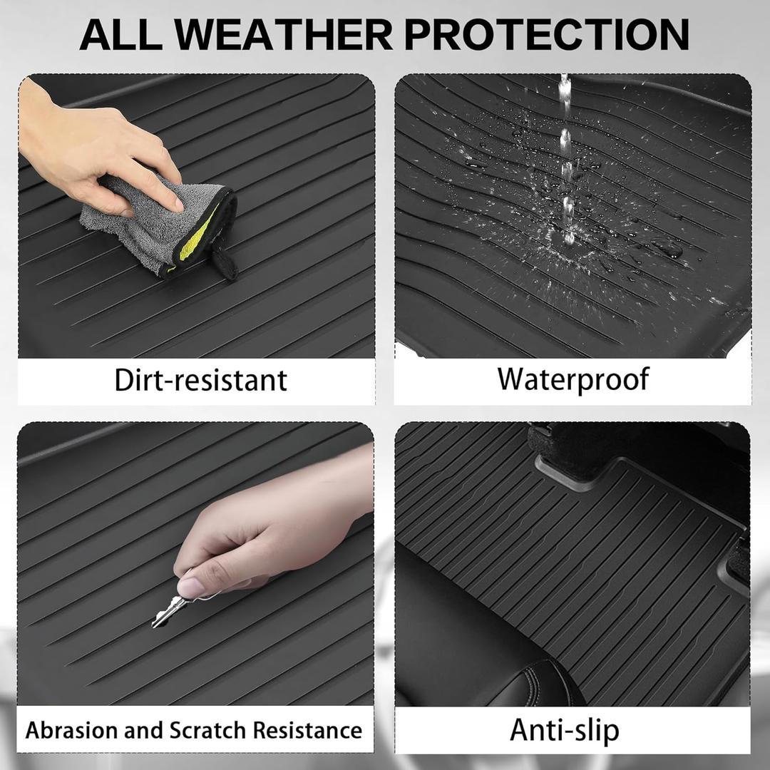 Floor Mats for Tesla Model Y 2021-2024, Set of 5 Mats All Weather TPE Waterproof Anti-Slip Front & Rear Trunk Mats Cargo Liners, Custom Fit for Tesla