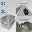 Stainless Steel Litter Box with Metal Lid and Scoop - Enclosed Metal Litter Box for Large Cats, Rust-Resistant, Odor-Control, Easy to Clean, Durable & Long-Lasting with Round Edge (L)