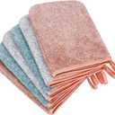 PHOGARY 6 Pack Microfiber Body Wash Mitts, 68 Inch Super Absorbent & Soft Face Mitten, Coral Fleece Bath Spa Cloth, Reusable Makeup Remover Mitt Gloves, 3 Colors