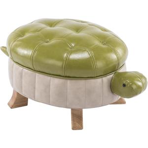 Animal Ottoman Footstool, Turtle Sofa Stool, PU Leather Upholstered Wood Ottoman Foot Stool (Color : Green-S), 12.2"D x 22.8"W x 10.6"H