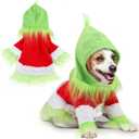 Abbylike Dog & Cat Christmas Outfit - Green Hoodie Shirt with Hat for Dogs & Cats - Cosplay Party as Shown (L(Neck:15.74" Chest:19.68" Back :14.96"))