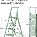 HillhutApex 4 Step Foldable Aluminum Step Ladder with Handgrip, Anti-Slip Pedal, 330 lbs Capacity, Lightweight & Portable for Home, Kitchen, Office, Garage (Pale Green)