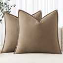 MIULEE Decorative Linen Euro Sham Pillow Covers 28x28 Inch Khaki Boho Farmhouse Neutral Winter Couch Throw Pillows for Bed Pack of 2 Accent Modern Pillowcase Sofa Livingroom Home Decor