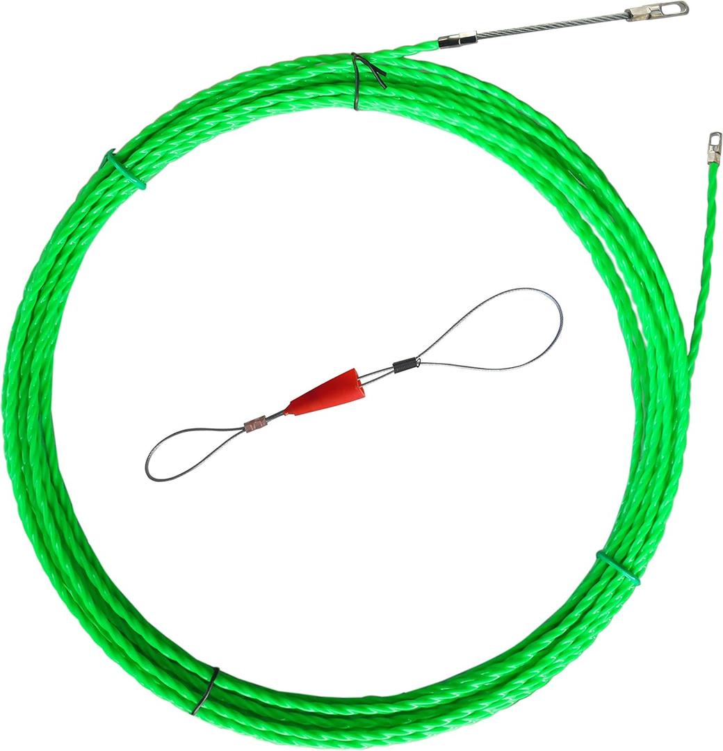 15m Fishing Tape Electrical Wire Threader Wire Puller for Pulling Wire Line (15m Green Diameter 4.5mm)