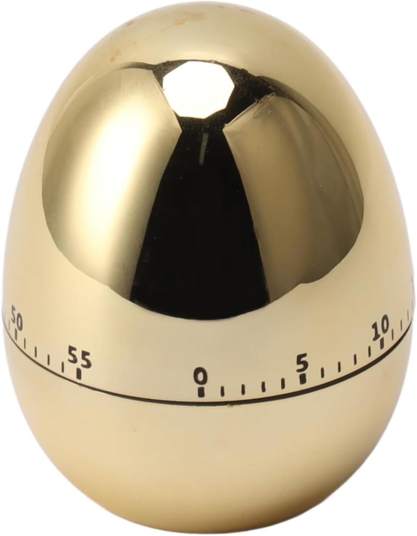 60 Minutes Egg Model Mechanical Timer Cooking Alarm Clock Manual Timer for Kitchen Gold Home Gardening Kitchen Tools (Gold)