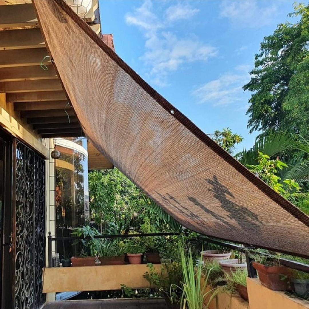 Shade Sail Sun Shade Cloth 9'9"x9'9" Rectangle Outdoor Canopy Outside Sunshade Awning Cover Privacy Screen Net UV Block for Patio Pergola Gazebo Porch Backyard Lawn Garden Outdoor Activities (Coffee)