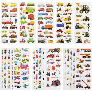 24 Sheets(400+) Car 3D Puffy Stickers for Toddlers Kids, Bulk Preschool Sticker Sheets for Reward, Craft, Scrapbooking