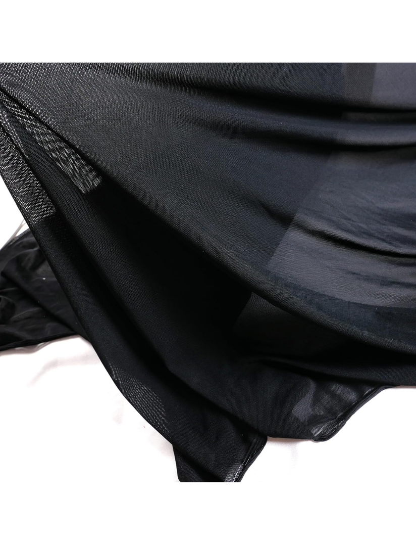 Thin and Transparent 4-Way Stretch Net Fabric Nylon Spandex Power Mesh, Pre-Cut 5 Yards Long 60" Wide,Black Color Lightweight Sheer