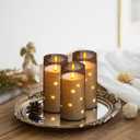 Flickering Flameless Candles with Remote Timer, 6pcs LED Battery Operated Candles with Embedded String Lights Grey, D3 H6